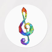 Rainbow Musical Key Treble Etiketten (Design 2)