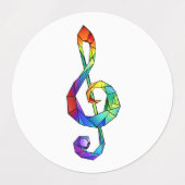 Rainbow Musical Key Treble Etiketten (Design 1)