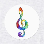 Rainbow Musical Key Treble Etiketten (Design 1)