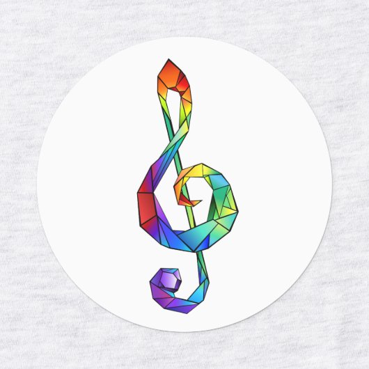 Rainbow Musical Key Treble Etiketten (Design 1)