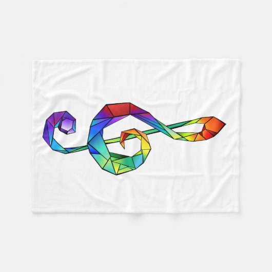 Rainbow Musical Key Treble Fleecedecke (Vorderseite (Horizontal))