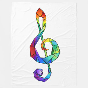Rainbow Musical Key Treble Fleecedecke