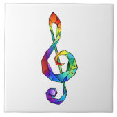 Rainbow Musical Key Treble Fliese (Vorderseite)