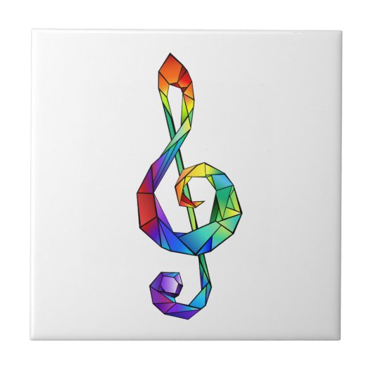 Rainbow Musical Key Treble Fliese (Vorderseite)