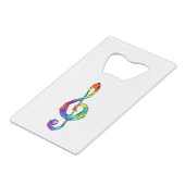 Rainbow Musical Key Treble Geldbeutel Flaschenöffner (Vorderseite Schrägansicht)