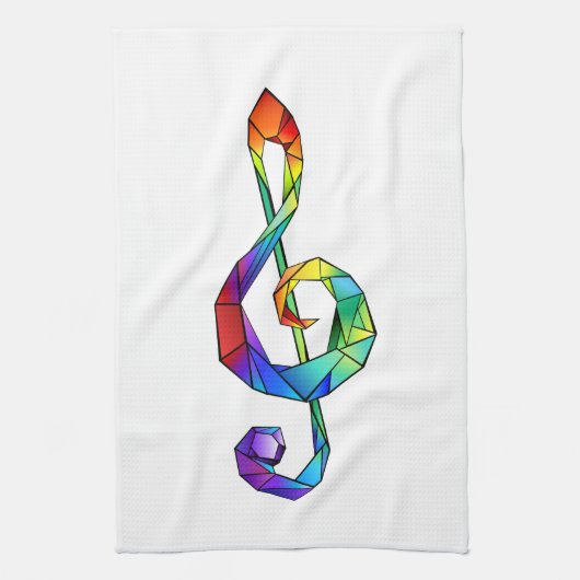 Rainbow Musical Key Treble Geschirrtuch (Vertikal)