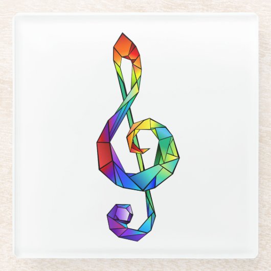 Rainbow Musical Key Treble Glasuntersetzer (Vorderseite)