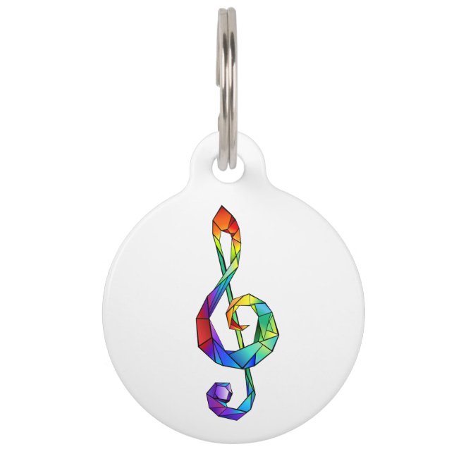 Rainbow Musical Key Treble Haustiermarke (Vorderseite)