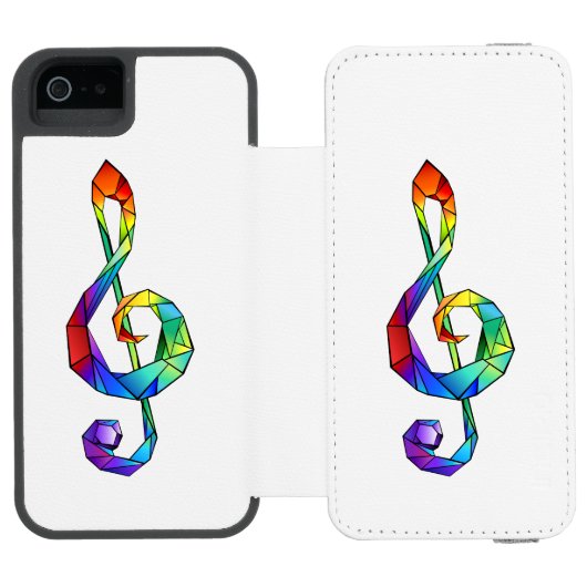 Rainbow Musical Key Treble Incipio iPhone Geldbeutel-Hülle (Folio Geöffnet)