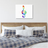 Rainbow Musical Key Treble Leinwanddruck (Insitu (Schlafzimmer))