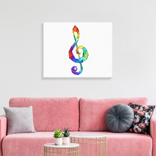 Rainbow Musical Key Treble Leinwanddruck (Insitu (Wohnzimmer))