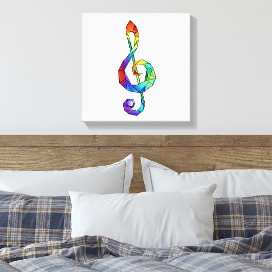 Rainbow Musical Key Treble Leinwanddruck (Insitu (Schlafzimmer))
