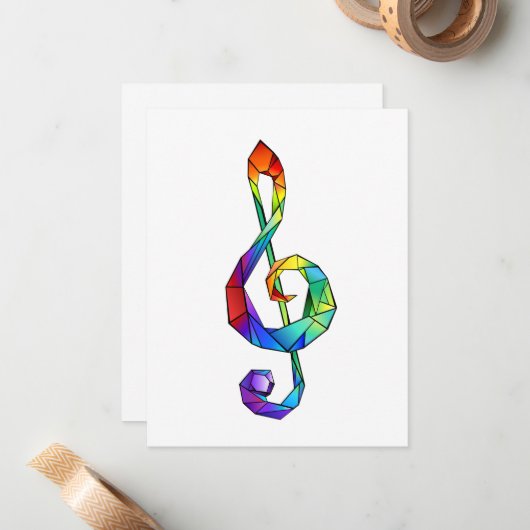 Rainbow Musical Key Treble Mitteilungskarte (Vorderseite/Rückseite Beispiel)