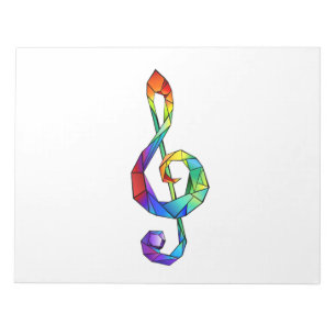 Rainbow Musical Key Treble Notizblock