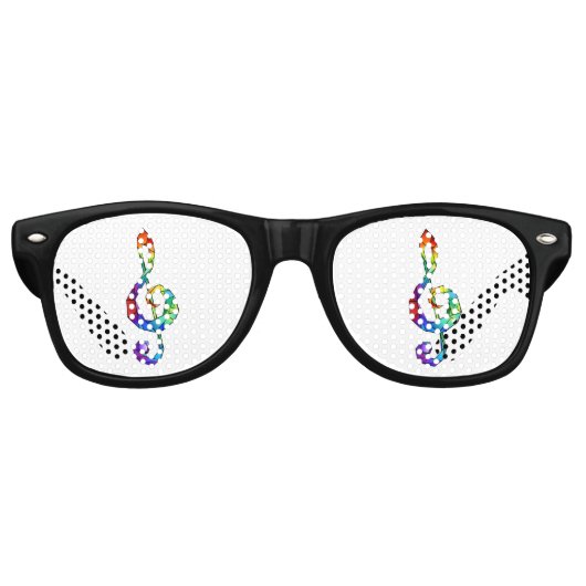 Rainbow Musical Key Treble Partybrille (Vorderseite)