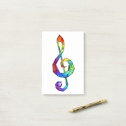 Rainbow Musical Key Treble Post-it Klebezettel (Auf Schreibtisch)