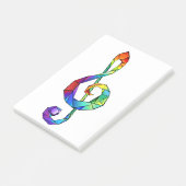 Rainbow Musical Key Treble Post-it Klebezettel (angewinkelt)