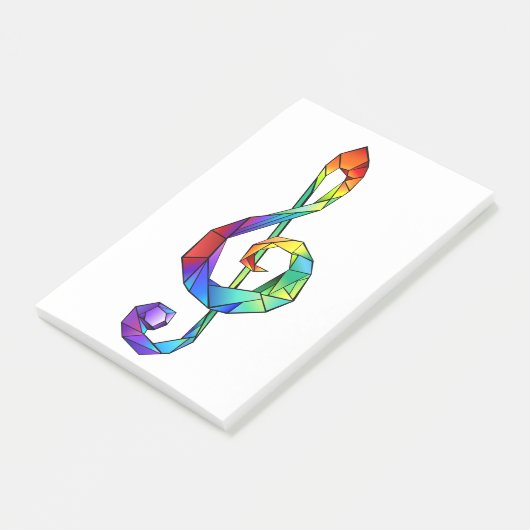 Rainbow Musical Key Treble Post-it Klebezettel (angewinkelt)
