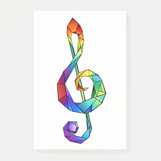 Rainbow Musical Key Treble Post-it Klebezettel (Vorderseite)