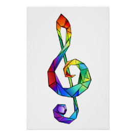 Rainbow Musical Key Treble Poster