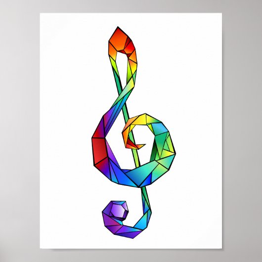 Rainbow Musical Key Treble Poster (Vorne)