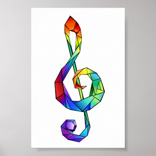 Rainbow Musical Key Treble Poster (Vorne)