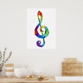 Rainbow Musical Key Treble Poster (Küche)