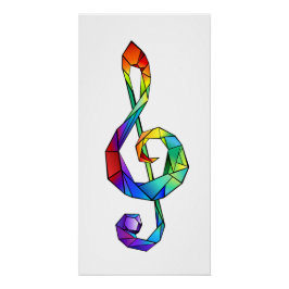 Rainbow Musical Key Treble Poster