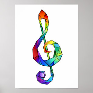Rainbow Musical Key Treble Poster