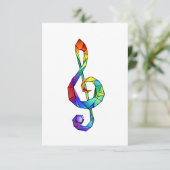 Rainbow Musical Key Treble Save The Date (Stehend Vorderseite)