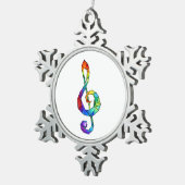 Rainbow Musical Key Treble Schneeflocken Zinn-Ornament (Rechts)