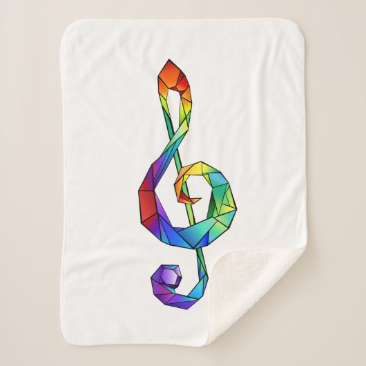 Rainbow Musical Key Treble Sherpadecke (Vorderseite)