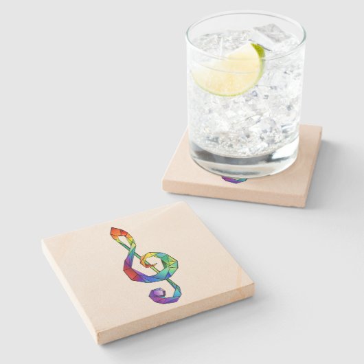 Rainbow Musical Key Treble Steinuntersetzer (Seitenansicht)