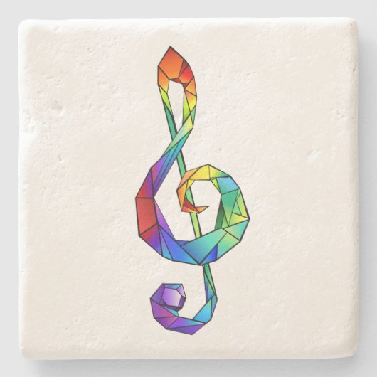 Rainbow Musical Key Treble Steinuntersetzer (Vorderseite)