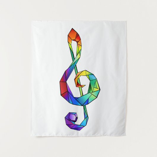 Rainbow Musical Key Treble Wandteppich (Vorderseite)