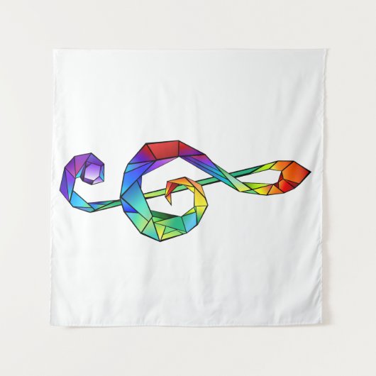 Rainbow Musical Key Treble Wandteppich (Vorderseite (Horizontal))