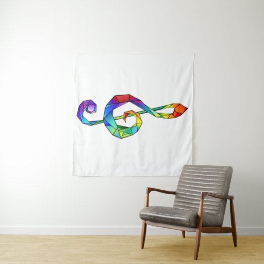 Rainbow Musical Key Treble Wandteppich (Beispiel (Horizontal))