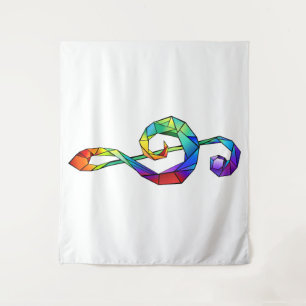 Rainbow Musical Key Treble Wandteppich