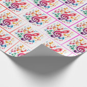 Rainbow Musical Notes mit animierten Faces Geschenkpapier (Ecke)