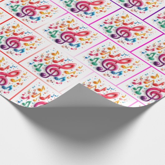 Rainbow Musical Notes mit animierten Faces Geschenkpapier (Ecke)