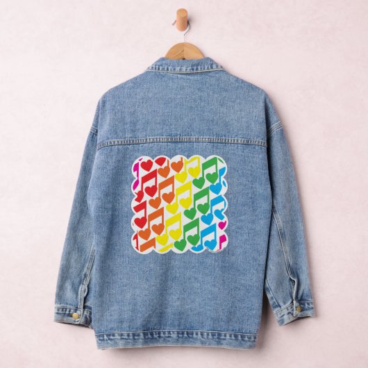 Rainbow Musical Notes Niedlich Pattern Jeansjacke (Hangar)