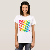 Rainbow Musical Notes Niedlich Retro Pattern T-Shirt (Vorne ganz)
