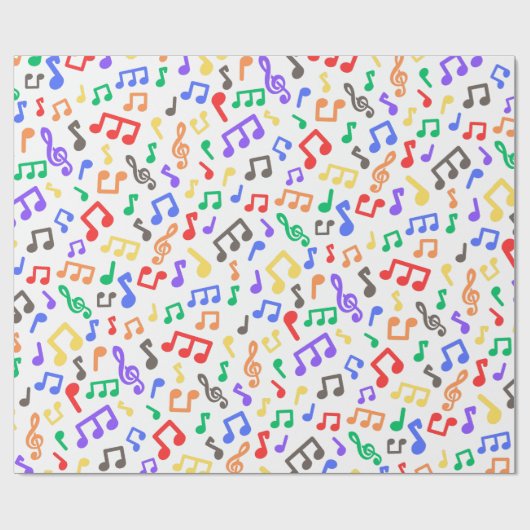 Rainbow Musical Notes Wrapping Paper Geschenkpapier (Flach)