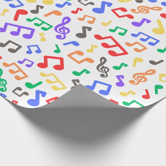 Rainbow Musical Notes Wrapping Paper Geschenkpapier (Ecke)
