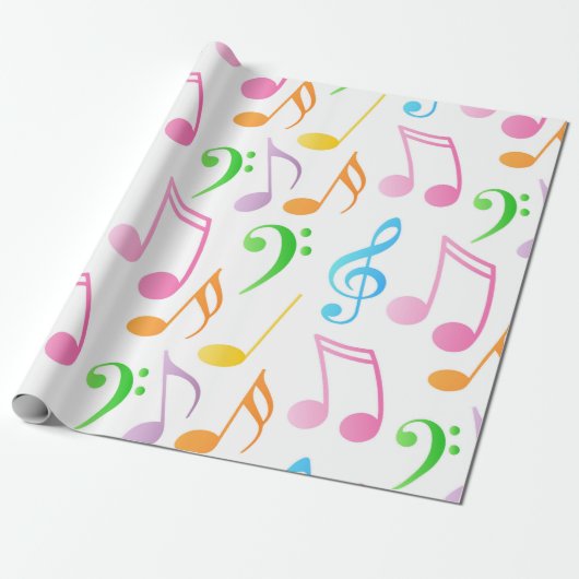 Rainbow Musical Notes Wrapping Paper Geschenkpapier (Ungerollt)