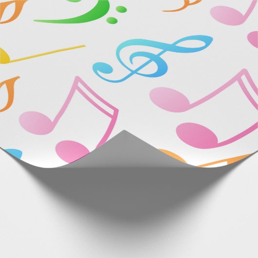 Rainbow Musical Notes Wrapping Paper Geschenkpapier (Ecke)