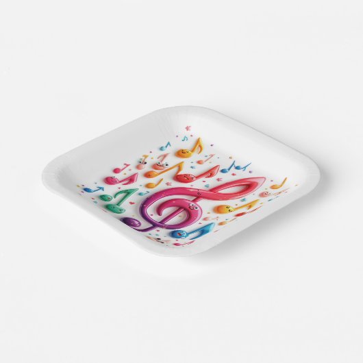 Rainbow Musicals Notizen mit Augenbrauen Pappteller (Gewinkelt)