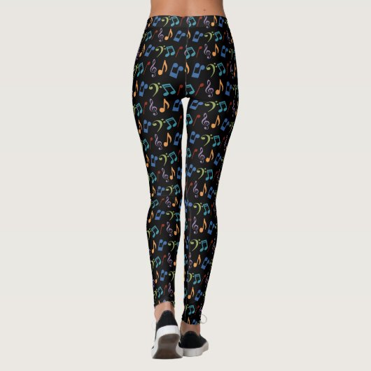 Rainbow Musiknote Schwarze Leggings (Rückseite)