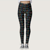 Rainbow Musiknote Schwarze Leggings (Vorderseite)