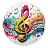 Rainbow-Musiknoten Keramikknauf (Vorderseite)